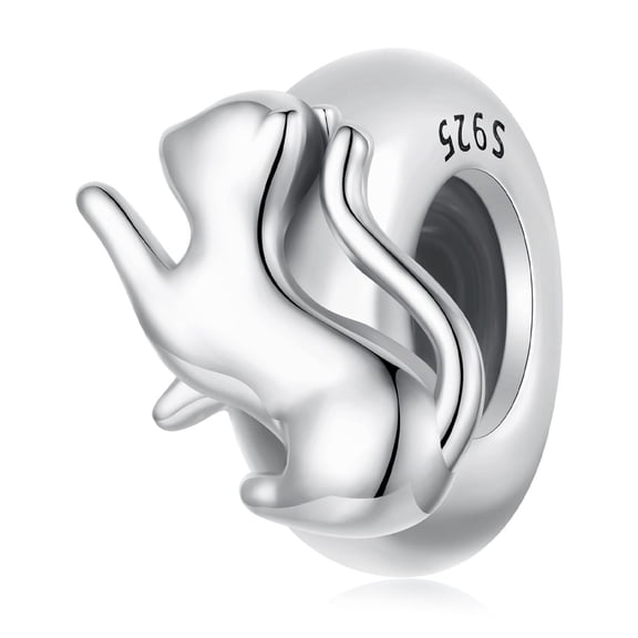 Cat Silicone Spacer Beads Charm, Genuine 925 Sterling Silver Charm, Compatible with Most Charm Bracelet