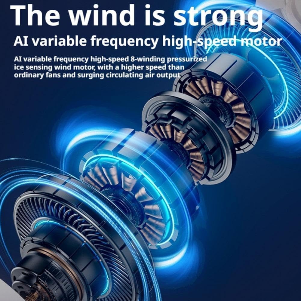 Portable Desk Fan, USB Rechargeable Turbo Table Fan for Desk, Quiet Desktop Air Circulator with 360° Adjustable Rotate, Battery Powered Fan with LED Display for Bedroom, Office, Kitchen