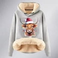 thumbnail image 4 of Women Christmas Outfit Western Christmas Print Women's Hooded Sweatshirt Festive Holiday Girly Cozy Pullover Top Blue XL, 4 of 4