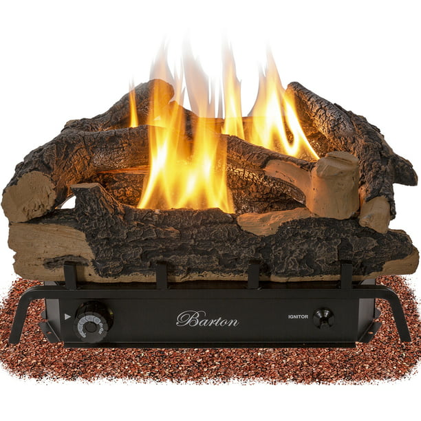 Btu Flame Grate Split Oak Ansi Burner, Ventless Natural Gas Fireplace Log Set