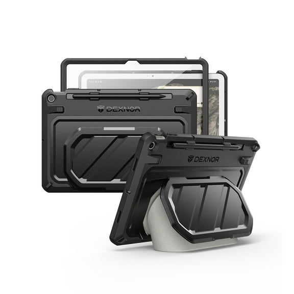 Dexnor Case for Google Pixel Tablet 11 inch 2023 Release, [Built-in PET Screen Protector & Multi-Angle Kickstand] Heavy Duty Shockproof Full Body Cover, Compatible with Charging Speaker Dock - Black