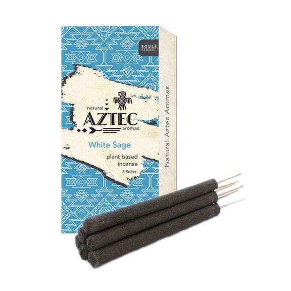 Aztec 6pc Hand Rolled Resin Incense Sticks Long Lasting for Yoga Meditation Relaxation Aromatherapy Cleansing and Purification | White Sage
