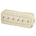 thumbnail image 1 of 1 Pc Bolsa de Maquillaje Pequeña Acolchada de Rayas para Mujeres, Duradera, para Vacaciones y Viajes, Rojo Beige, Algodón, 1 of 3