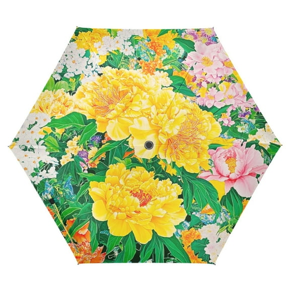 Lively Flower Garden Folding Umbrella UV50 Waterproof Sun Protection Auto Open Close Compact Fiberglass Frame
