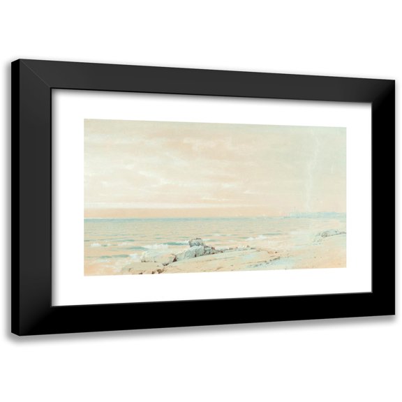William Trost Richards 14x10 Black Modern Framed Museum Art Print Titled - Point Judith (1871)