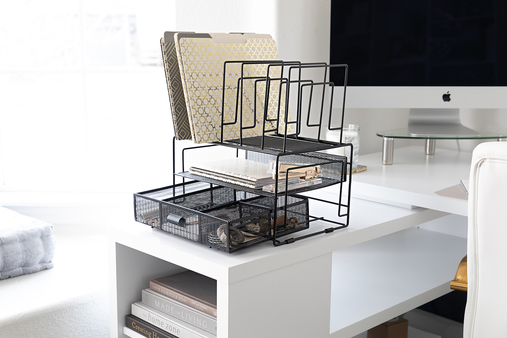 Blu Monaco Monte Desk Organizer with File Sorters and Drawer - Black