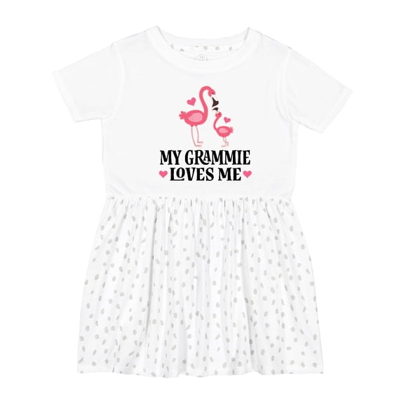 Inktastic Grammie Loves Me Girl Flamingo Girls Toddler Dress
