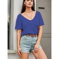 thumbnail image 2 of Women Large V-Neck Short Sleeve Bottoming Shirt, 2 of 6