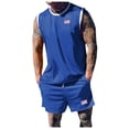 thumbnail image 1 of toraway Mens Suits Slim Fit Men's 2 Piece Outfits Hipster Patchwork Vest and Short Set Sports Tracksuits M, 1 of 4