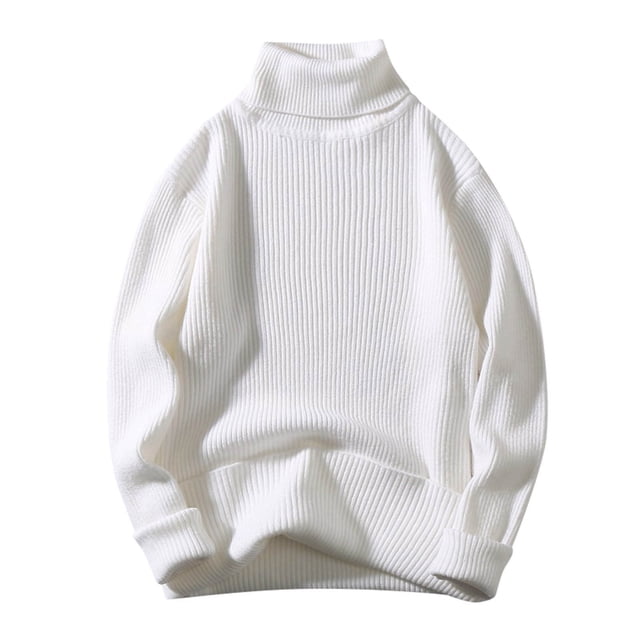 LUOGENLI Chandails pour Hommes Cardigan Rouge Homme Automne et Hiver Chandail en Laine Col Rond Chandail à Enfiler Chandail de Base Haut à Col Montant Assorti Veste Chandail pour Hommes à Boutons Blanc Taille g