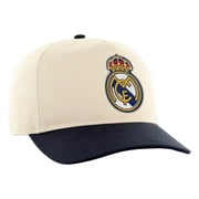 Icon Sports Soccer Club Real Madrid Embroidered Logo Cap 6 Panel Design - Off-White with Multicolored Logo