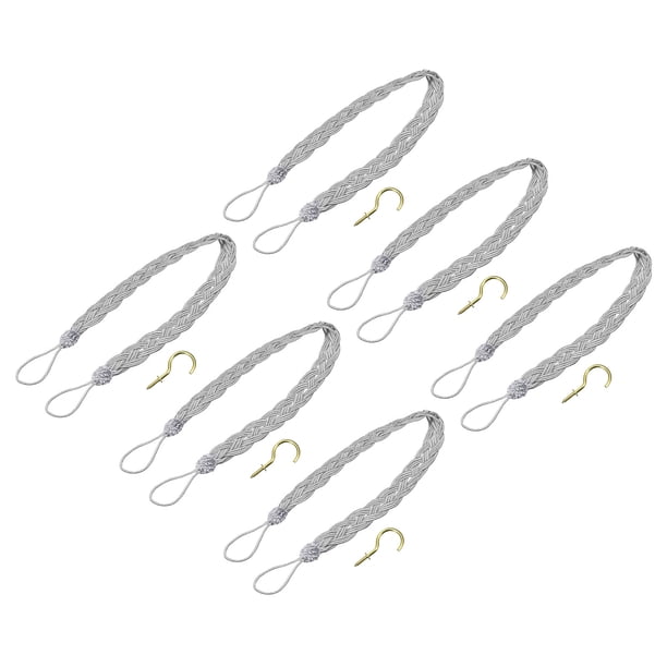 Sujetadores de cortina Uxcell, trenzados, con ganchos de metal, plateados, 6 piezas