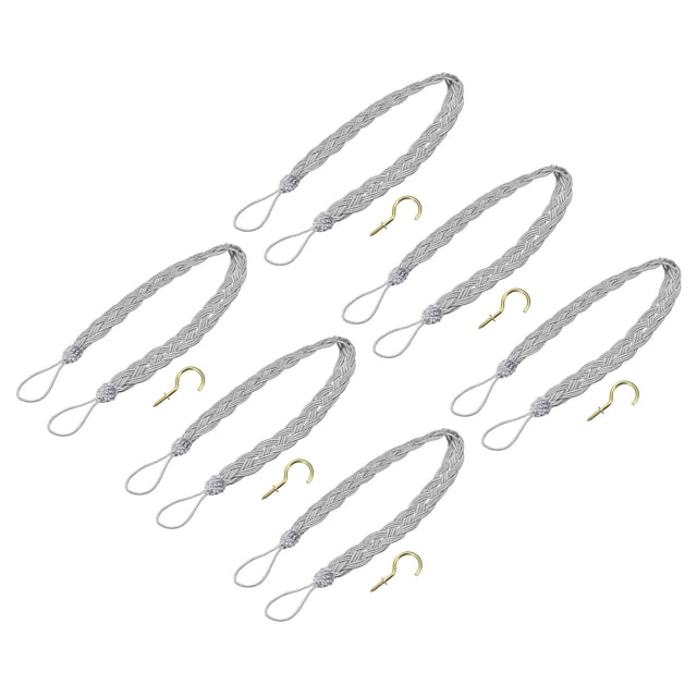 Sujetadores de cortina Uxcell, trenzados, con ganchos de metal, plateados, 6 piezas