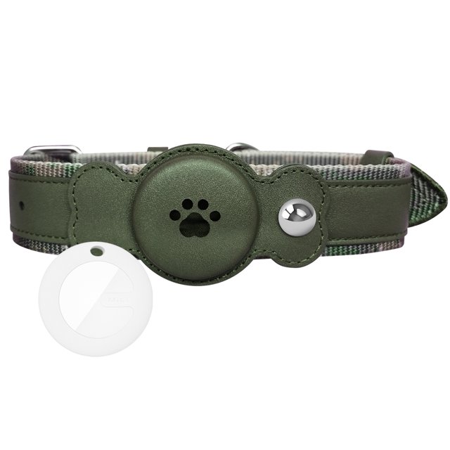 Collar para perros con trampa para objetos de posicionamiento antipérdida, luz de advertencia RGB autorizada por Apple