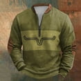 thumbnail image 2 of QHFBli Men's Plus Size Crewneck Sweatshirt Men's Knit Zipper Sweater Long Sleeve Printed Collarless Green XXXXXL, 2 of 3