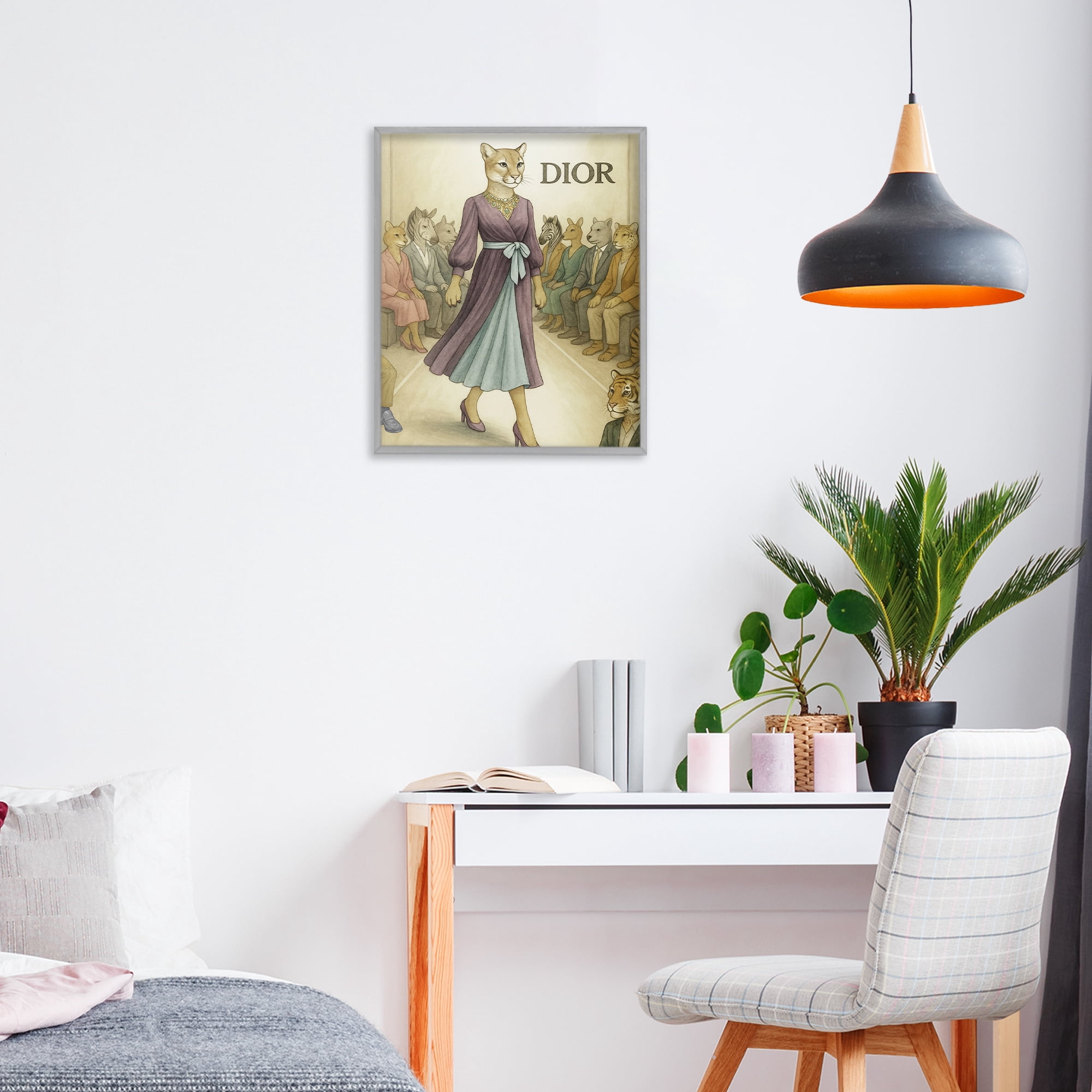 Stupell Industries Fashion Runway Cougar Gray Framed Giclee Art, design by Grotto Studios