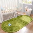thumbnail image 2 of Softlife Cute Fluffy Oval Rug for Bedroom Soft Carpet, 2.6' x 5.3' , Green, 2 of 8