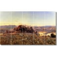 thumbnail image 1 of Ceramic Tile Mural-Charles Russell Landscapes Painting 175. 40" w x 24" h using (15) 8 x 8 ceramic tiles, 1 of 3