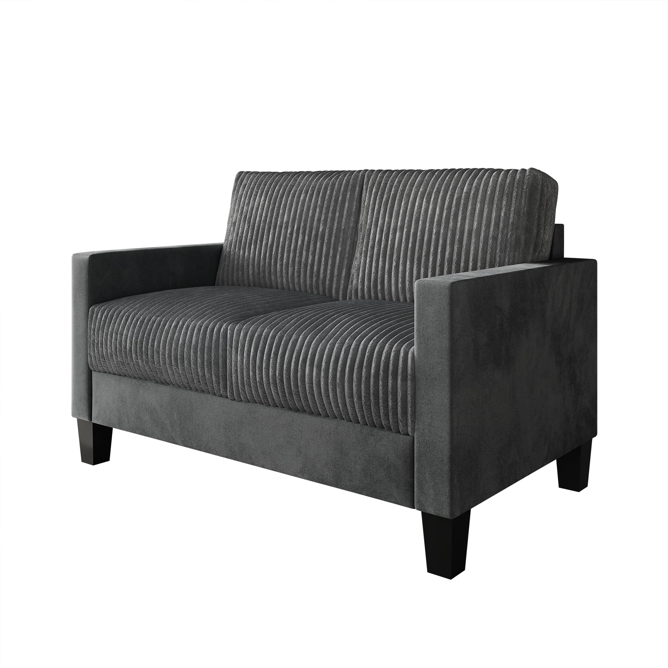 Castle Place Contemporary Corduroy Velvet Loveseat, Grey