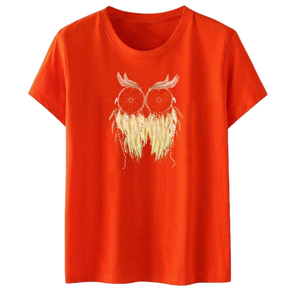 Moda casual mujer manga corta impresa damas manga corta cuello redondo blusas tops camiseta Pompotops hfajkhk137436