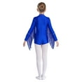 thumbnail image 2 of inlzdz Combinaison de Danse Latine à Franges pour Filles, Manches Longues, Bleu 10, 2 of 7