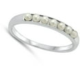 thumbnail image 4 of Freshwater Simulated Pearl Stacking Ring .925 Sterling Silver Band Jewelry Female Male Unisex Size 9, 4 of 4