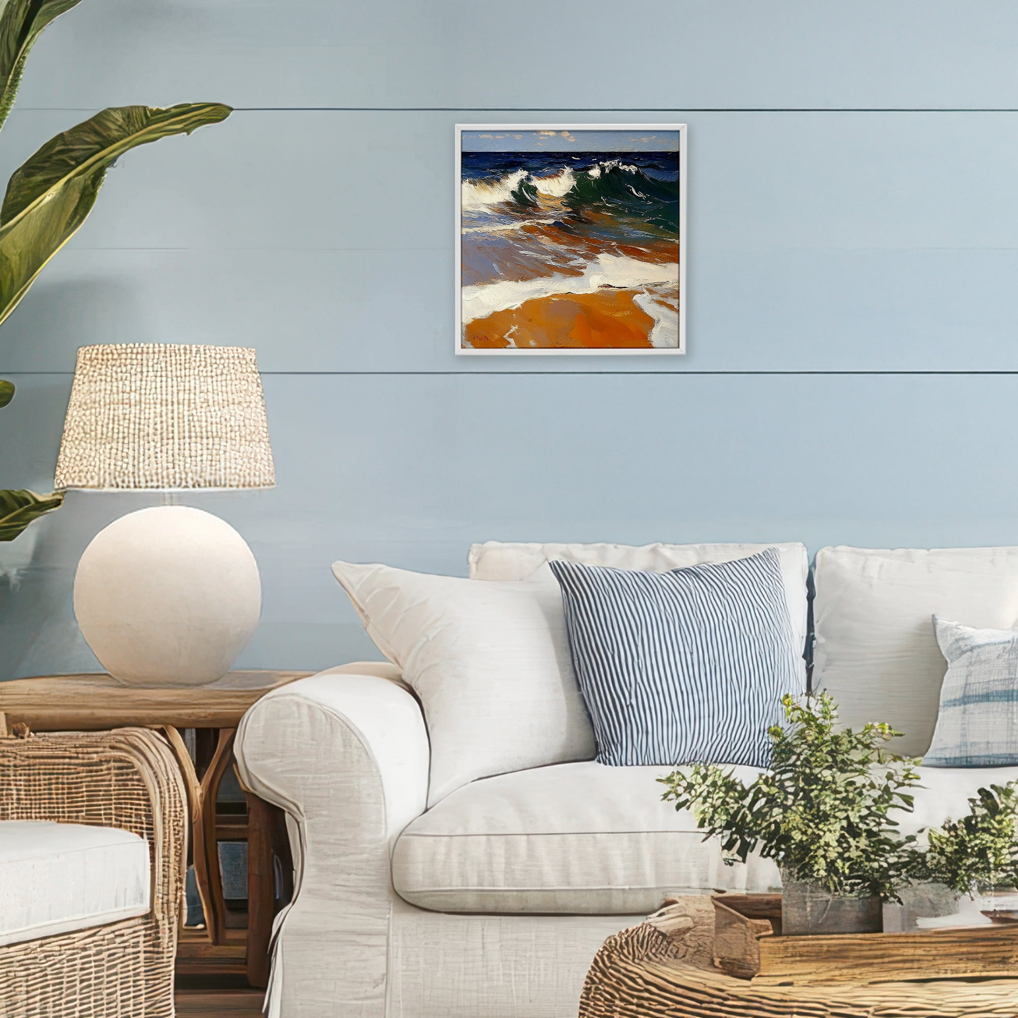 Stupell Industries Glassy Wave Break White Framed Giclee Art, design by Walker Noble