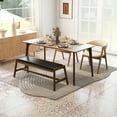 thumbnail image 4 of Costway 2 PCS 50" Long Solid Wood Dining Bench with Faux Leather Padded Seat Rubber Wood Frame, 4 of 10