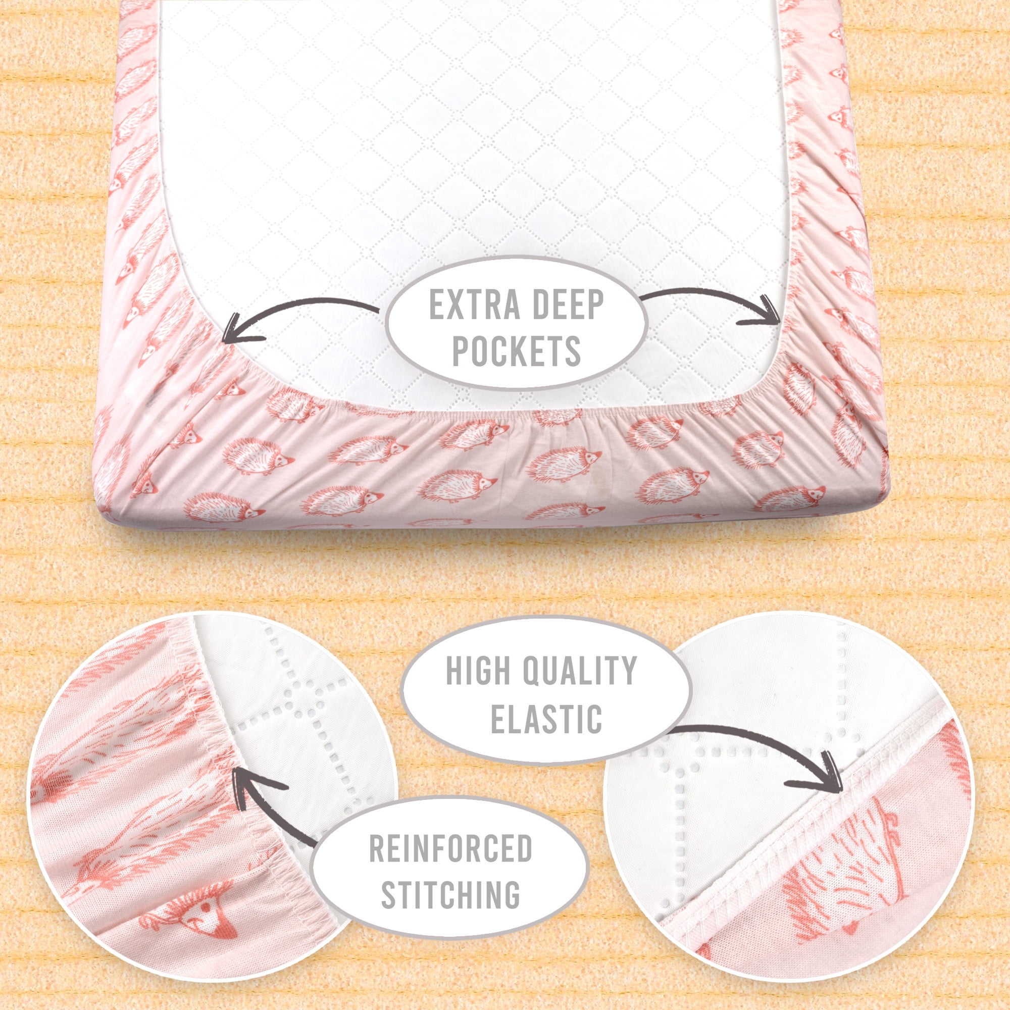 3-Pack Mini Crib Sheets – 100% Cotton, Soft & Breathable Fitted Sheets for Pack and Play & Mini Cribs (38” x 24” x 5”)