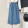 thumbnail image 1 of Falda vaquera asimétrica plisada de cintura alta para mujer, estilo nuevo de primavera y verano, falda tipo paraguas adelgazante, vestido de longitud media, 1 of 4