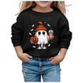 thumbnail image 1 of Aocisk Chandail à Col Rond à Manches Longues Imprimé Mignon d'Halloween pour Filles, Haut de Survêtement pour Enfants, Tenue Décontractée, Noir, 4-5 Ans, 1 of 1