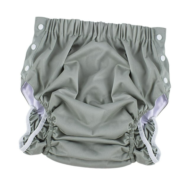 Pañal de tela reutilizable unisex para adultos, pañales para nadar para personas mayores, suaves y cómodos. Verde grisáceo XL