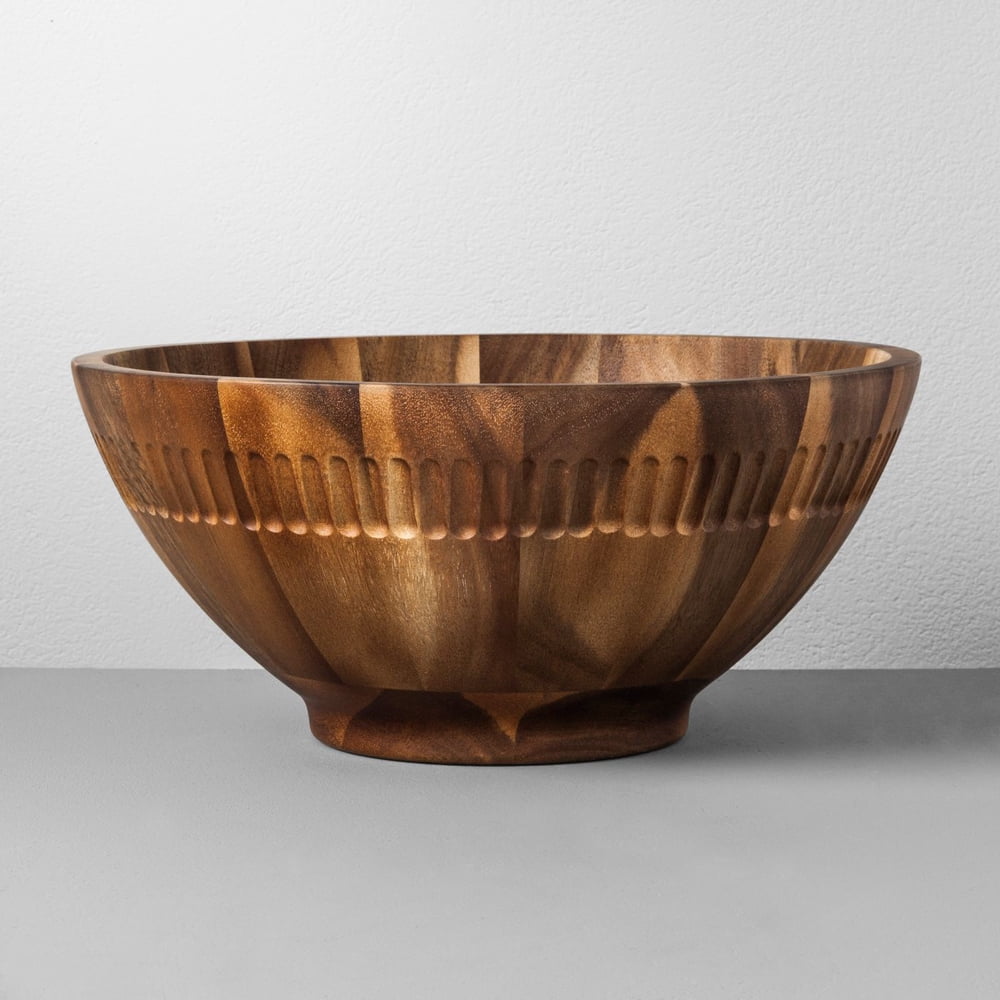 Hearth & Hand Acacia Wood Serving Bowl With Magnolia, 5.79 Inches (H) x