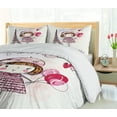 thumbnail image 5 of Ambesonne Paris Duvet Cover Sets, Hearts on Eiffel Tower, 2-Queen, Pale Pink Purple White, 5 of 7