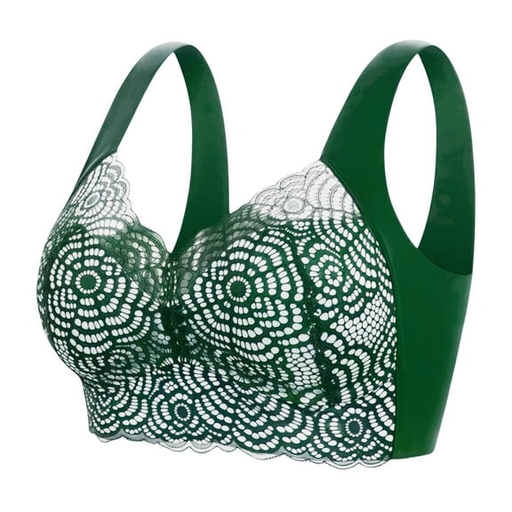 Hontri Plus Size Wireless Sports Bra - Sexy Lace Yoga Bralette with Cooling Fabric, Full Coverage Support for Large Bust (1PC) (Beige | L)