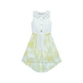 thumbnail image 1 of Robe Fille Chiffon Jaune Asymétrique Ceinture Taille Fête 7 Ans, 1 of 6