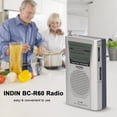 thumbnail image 3 of INDIN BC-R60 AM Battery Operated Portable Pocket Music Player Operated by 2 AA Battery Wireless Speaker for House & Outdoor Silver, 3 of 7