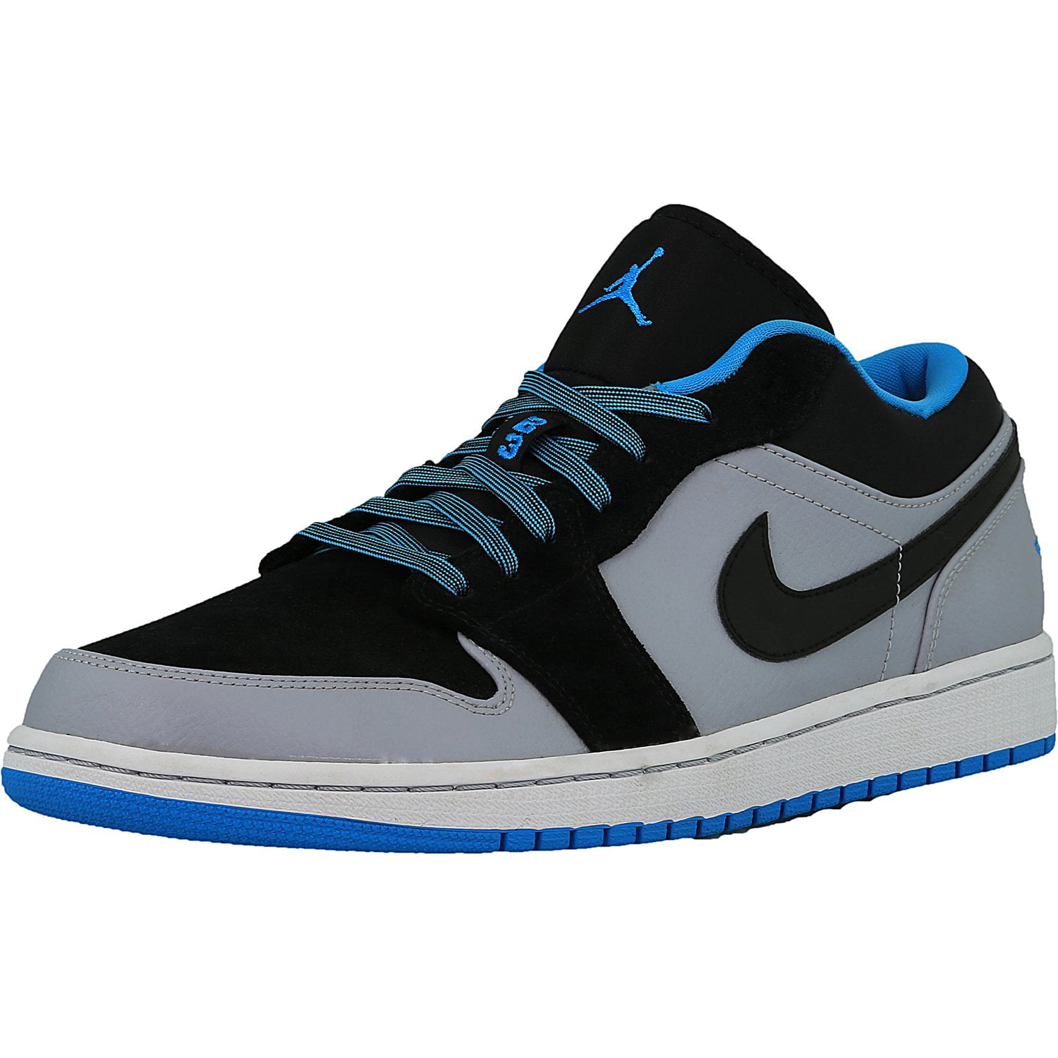 Nike Men's Air Jordan 1 Low Black / Dark Powder Blue-Wolf Grey Ankle