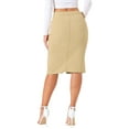thumbnail image 3 of INSPIRE CHIC Women's Jean Skirts High Waist Front Slit Stretch A-Line Denim Midi Skirt S Light Khaki, 3 of 6