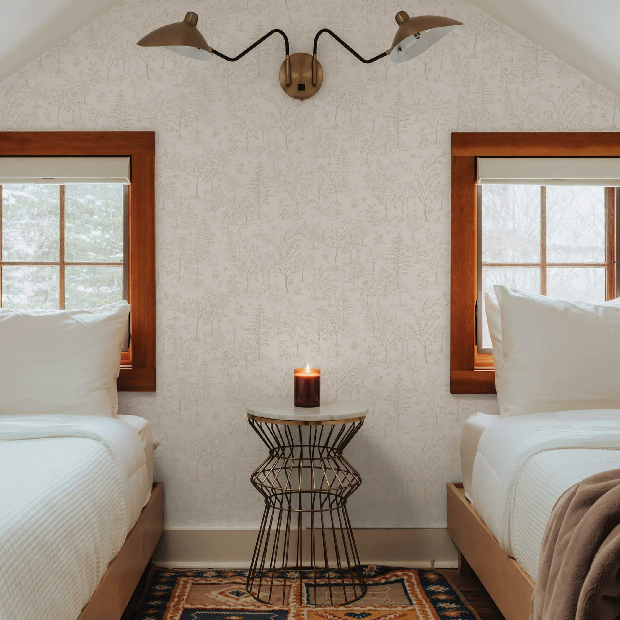 Tempaper Arbor Toile Taupe Removable Peel and Stick Wallpaper, 20.5" X 16.5'