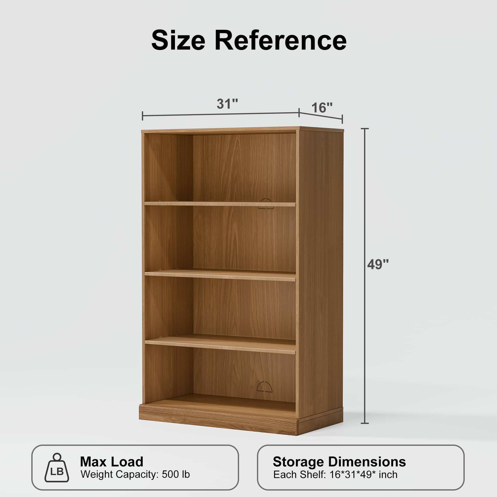 MAYEERTY 49"x31"x16" Doorless Storage Wood Cabinet for Living Room, Natural Wood