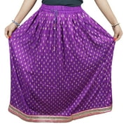 Mogul Women's Summer Skirt A-Line Purple Rayon Boho Chic Long Skirts