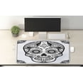 thumbnail image 2 of Day of the Dead Computer Mouse Pad, Holiday Sugar Skull Print with Floral Mandala Spanish Folk Artwork, Rectangle Non-Slip Rubber Mousepad X-Large, 35" x 15", Black Pale Grey, by Ambesonne, 2 of 2