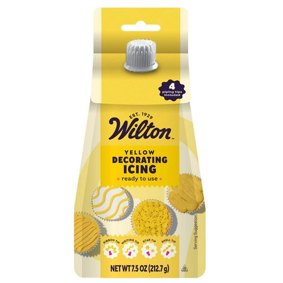 Wilton Yellow Decorating Icing Pouch with Tips — 7.5 oz (Pack of 4)