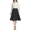 thumbnail image 2 of INSPIRE CHIC Women's Elastic Waist Zipper Polka Dots Casual Midi Skirt, 2 of 5
