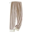thumbnail image 2 of pstuiky Maternity Work Pants Winter Fleece-Lined Adjustable Waistband Pajama Pants for Pregnant Women Long Thermal Lounge Pants for Home Pregnancy Pants, 2 of 3