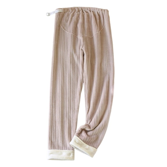 SBYOJLPB Maternity Sleep Pants for Women Pajama Pants Winter Fleece Lined Warm Lounge Pants with Adjustable Waistband and Belly Support