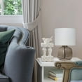 thumbnail image 3 of Simple Designs  Glass Table Lamp with Fabric Shade, Smoke with White Shade, 3 of 9