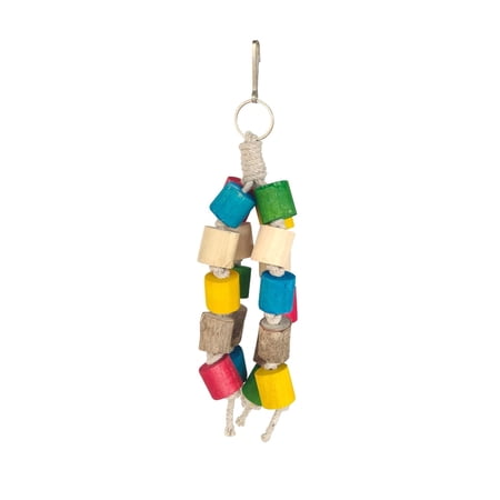 SS ORGANIC Bird Wood Chew Toy Parrot Hanging Wooden Blocks Bead Toy for Budgies Parakeet Cockatiel Conure Lovebirds,African Grey Size Bird Cage Accessories