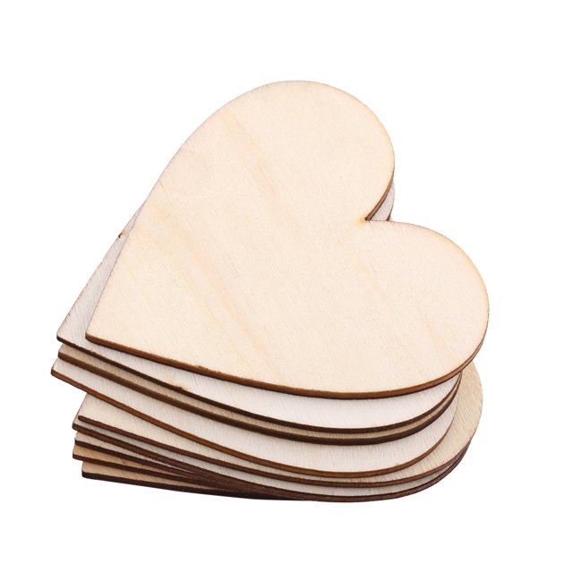Adorno de madera con forma de corazón de amor para decoración de placas de bodas (80 mm, 10 unidades)